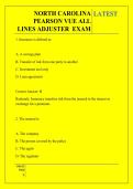 NORTH CAROLINA  PEARSON VUE ALL  LINES ADJUSTER  EXAM QUESTIONS AND ANSWERS 2026 - 2027