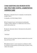 CHAM QUESTIONS 2026 REVISION NOTES  AND STRUCTURED HOSPITAL ADMINISTRATION  OVERVIEW GUIDE 