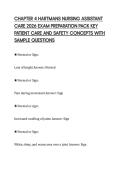 CHAPTER 4 HARTMANS NURSING ASSISTANT  CARE 2026 EXAM PREPARATION PACK KEY  PATIENT CARE AND SAFETY CONCEPTS WITH  SAMPLE QUESTIONS