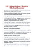 NUR 318 Maternity Exam 1 Questions With Complete Answers