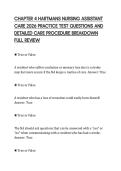 CHAPTER 4 HARTMANS NURSING ASSISTANT  CARE 2026 PRACTICE TEST QUESTIONS AND  DETAILED CARE PROCEDURE BREAKDOWN  FULL REVIEW