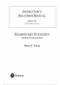 Instructor's Solutions Manual for Elementary Statistics 13th Edition by Mario Triola&comma; Chapter 1-14 &vert; All Chapters