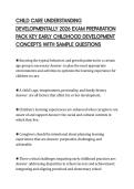 CHILD CARE UNDERSTANDING  DEVELOPMENTALLY 2026 EXAM PREPARATION  PACK KEY EARLY CHILDHOOD DEVELOPMENT  CONCEPTS WITH SAMPLE QUESTIONS