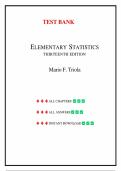 Test Bank for Elementary Statistics 13th Edition by Mario Triola&comma; Chapter 1-14 &vert; All Chapters