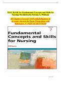 Test Bank &ndash; Fundamental Concepts and Skills for Nursing 7th Edition by Patricia A&period; Williams &vert; Exam Questions & Solutions