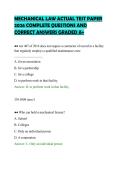 MECHANICAL LAW ACTUAL TEST PAPER 2026 COMPLETE QUESTIONS AND CORRECT ANSWERS GRADED A&plus;