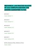 MECHANICAL LAW PRACTICE SOLUTION SET 2026 COMPLETE QUESTIONS AND ANSWERS GUARANTEED TO PASS