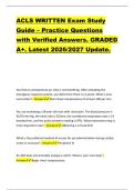 ACLS WRITTEN Exam Study  Guide &ndash; Practice Questions  with Verified Answers&period; GRADED  A&plus;&period; Latest 2026&sol;2027 Update&period; 