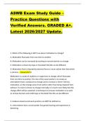 ASWB Exam Study Guide &ndash;  Practice Questions with  Verified Answers&period; GRADED A&plus;&period;  Latest 2026&sol;2027 Update&period; 