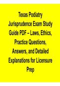 Texas Podiatry Jurisprudence Exam Study Guide PDF 2026 &ndash; Laws&comma; Ethics&comma; Practice Questions & Answers