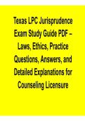 Texas LPC Jurisprudence Exam Study Guide PDF 2026 &ndash; Laws&comma; Ethics&comma; Practice Questions & Answers