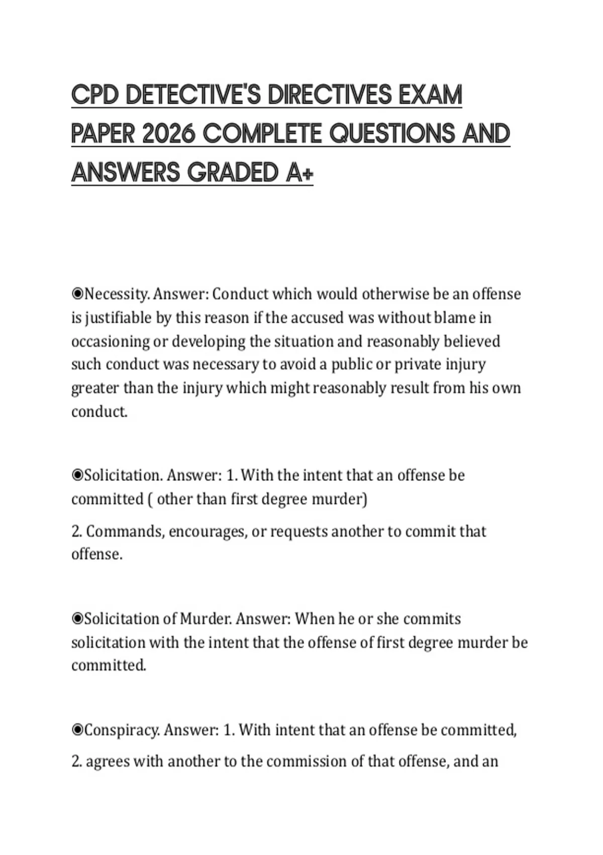 CPD DETECTIVE'S DIRECTIVES EXAM PAPER 2026 COMPLETE QUESTIONS AND ...