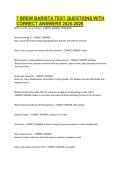 7 BREW BARISTA TEST QUESTIONS WITH CORRECT ANSWERS 2025-2026