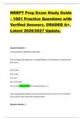 NRRPT Prep Exam Study Guide &ndash; 1001 Practice Questions with  Verified Answers&period; GRADED A&plus;&period;  Latest 2026&sol;2027 Update&period;  
