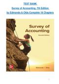 TEST BANK Survey of Accounting&comma; 7th Edition by Edmonds & Olds Complete 16 Chapters