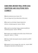 DUBAI RERA BROKER FINAL PAPER 2026  QUESTIONS AND SOLUTIONS 100&percnt;  CORRECT 
