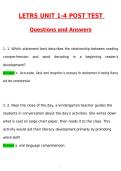 LETRS Units 1-4 Post Test Exam 2026 Actual Newest Questions and Correct Answers &lpar;Latest 2026 &sol; 2027 Update&rpar; &lpar;Verified Answers by Expert&rpar;