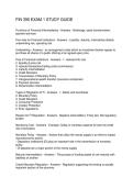FIN 390 EXAM 1 STUDY GUIDE
