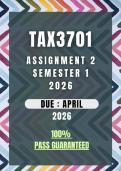 TAX3701 ASSIGNMENT 2 SEMESTER 1 2026 MEMO &vert; DUE DATE APRIL 2026