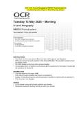 2025 OCR A Level Geography H481&sol;01 Physical systems Combined Test Paper & Answer Marking Guide