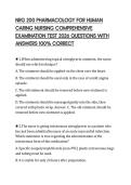NRG 200 PHARMACOLOGY FOR HUMAN CARING NURSING COMPREHENSIVE EXAMINATION TEST 2026 QUESTIONS WITH ANSWERS 100&percnt; CORRECT