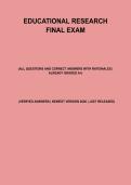 Educational Research Final Exam &vert; All Questions And Correct Answers With Rationales &vert; Already Graded A&plus; &vert; Verified Answers &vert; Newest Version 2026 &vert; Just Released