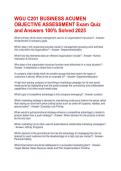 WGU C201 BUSINESS ACUMEN OBJECTIVE ASSESSMENT Exam Quiz and Answers 100&percnt; Solved 2025