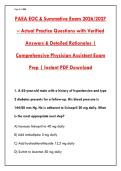 PAEA EOC Exam 2026 &ndash; 200&plus; Q&As with Detailed Rationales &vert; Pass Your Summative