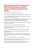 WGU Sociology C273 Exam Questions With All Correct Answers Verified Answers 2025 Marking Scheme New Update