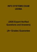 Information Systems Exam &lpar;University of Iowa&rpar; Questions & Answers &vert; Study Guide
