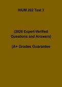 IHUM 202 Test 3 2026 Questions & Answers &vert; Humanities Study Guide