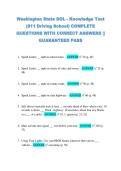 Washington State DOL - Knowledge Test  &lpar;911 Driving School&rpar; COMPLETE  QUESTIONS WITH CORRECT ANSWERS &vert;&vert;  GUARANTEED PASS 