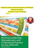FULL TEST BANK&colon; For Nursing Leadership&comma; Management&comma; and Professional Practice for the LPN&sol;LVN Seventh Edition by Tamara R&period; Dahlkemper Questions And Answers Graded A&plus;