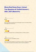 Illinois Real Estate Exam &vert; Actual Test Questions & Verified Answers &vert; 2026 &vert; 2027 &lpar;Rated A&plus;&rpar;    