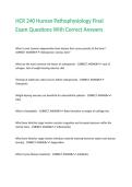 HCR 240 Human Pathophysiology Final Exam Questions With Correct Answers