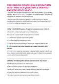 ROPE RESCUE AWARENESS & OPERATIONS 2026 &ndash; PRACTICE QUESTIONS & VERIFIED ANSWERS STUDY GUIDE