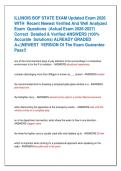 ILLINOIS BOF STATE EXAM Updated Exam 2026  WITH  Recent Newest Verified And Well Analyzed  Exam  Questions  &lpar;Actual Exam 2026-2027&rpar;  Correct  Detailed & Verified ANSWERS &lpar;100&percnt;  Accurate  Solutions&rpar; ALREADY GRADED  A&plus;&vert;&vert;NEWEST  VERSION Of The Exam Guarantee