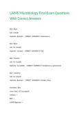 UAMS Microbiology Final Exam Questions With Correct Answers 