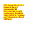 BTEC Applied Science Unit 1  Physics - C Waves in  Communication C3  Electromagnetic waves in  communication Exam Study  Guide&colon; GRADED A&plus;&period; Questions  and Verified Answers&period; Latest  2026 Update 