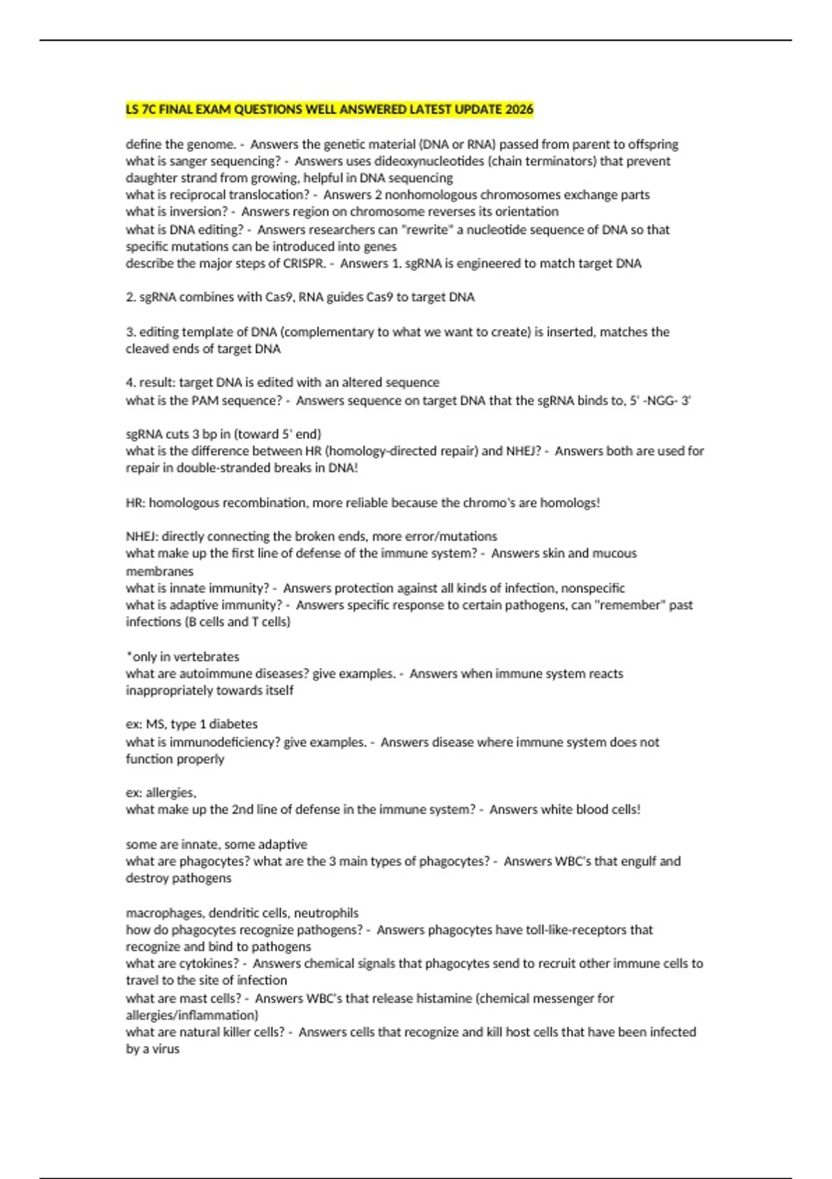 code2crack | upgrade yourself | your gateway to the... LS 7C FINAL EXAM QUESTIONS WELL ANSWERED LATEST UPDATE 2026 - LS 7C ...