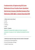 Fundamentals of Engineering &lpar;FE&rpar; Exam  Mechanical Focus Practice Exam Questions  And Correct Answers &lpar;Verified Answers&rpar; Plus  Rationales 2026 Q&A &vert; Instant Download Pdf 