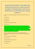 NCSBN NCLEX RN EXAM 1 TEST BANK With Questions And Answers Actual Exam New Complete V erified Questions And Correct Detailed Answers With Rationales &vert; Already Graded A&plus;