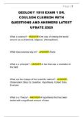 GEOLOGY 1010 EXAM 1 DR&period;  COULSON CLEMSON WITH  QUESTIONS AND ANSWERS LATEST  UPDATE 2026