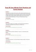 Texas All Lines Adjuster Exam Questions and Correct Answers