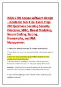 WGU C706 Secure Software Design &ndash; Academic Year Final Exam Prep&colon;  200 Questions Covering Security  Principles&comma; SDLC&comma; Threat Modeling&comma;  Secure Coding&comma; Testing&comma;  Frameworks&comma; and Risk  Management 
