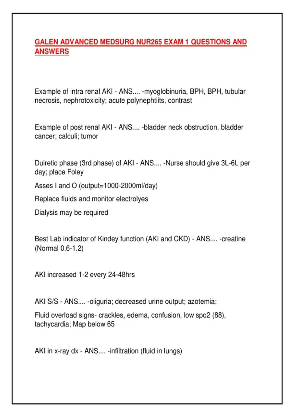 GALEN ADVANCED MEDSURG NUR265 EXAM 1 QUESTIONS AND ANSWERS - NUR265 ...