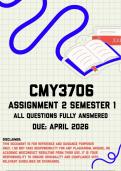 CMY3706 Assignment 2 &lpar;Quiz&rpar; Semester 1 Memo &vert; Due April 2026