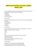 H&H final exam-Questions and answers &vert; Updated RATED A&plus; 2026