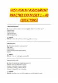 HESI Health Assessment Practice Exam Set 1 &ndash; 40 Questions Nursing Exam Preparation Material