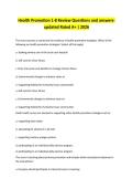 Health Promotion 1-8 Review Questions and answers-updated Rated A&plus; &vert; 2026 